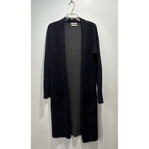Babaton Aritzia Womens Size XS Navy Blue Wool Blend Open Long Cardigan READ